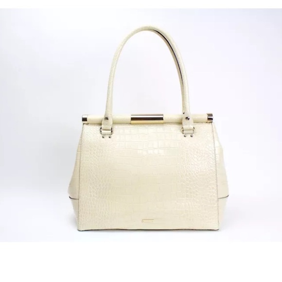 New Kate Spade Constance Knightsbridge Bone Croc Patent Leather Large Satchel - Picture 2 of 16